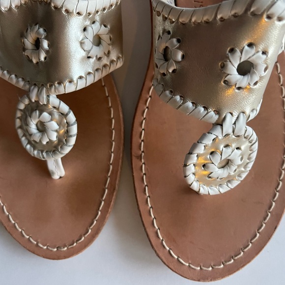 Jack Rogers Navajo Leather Sandals Gold/ White 9m - Picture 4 of 12